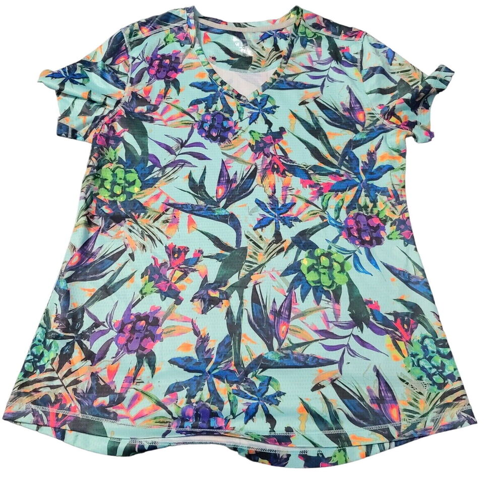 Reel Legends Womens T-Shirt Multicolor Size Medium 100% Polyester Short Sleeve